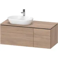 Duravit L-Cube Meuble sous-lavabo en console suspendu, avec plan de toilette en console, 4 tiroirs, vasque à gauche, 1220x482x550mm, LC4876055550000