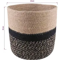 vidaXL Ensemble De Pots À Plantes 2 Pcs Naturel Et Noir Ø 21 X 21 Cm