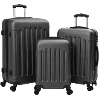 vidaXL , valise, 3 pièces, gris foncé, 50 x 31 x 78 cm, plastique ABS