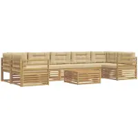 vidaXL Ensemble de canapés d'extérieur , 8 pièces, blanc et beige, en bois massif d'acacia