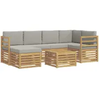 vidaXL Ensemble de canapés d'extérieur , 7 pièces, polyester blanc et gris clair