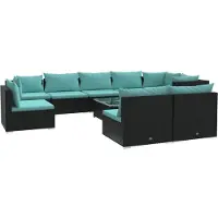 Syfax Salon de jardin 10 pcs avec coussins Résine tressée Noir