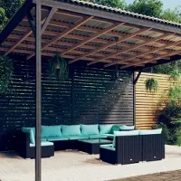 Prolenta Maison Exclusive - Ensemble de salon de jardin 10 pièces avec coussins en rotin synthétique noir
