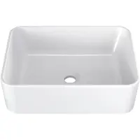 StarTech.com Lavabo en céramique pour salle de bains - Lavabo rectangulaire à poser - Sur pied - Capacité de 12 l - Sans perçage pour robinetterie - Blanc