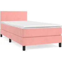 vidaXL Lit boxspring avec matelas rose 90x200 cm velours