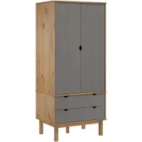 Syfax Garde-robe OTTA Marron et gris 76,5x53x172 cm Bois massif pin