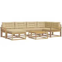 vidaXL Ensemble de salon de jardin 7 pièces, blanc et beige