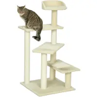 StarTech.com Arbre à chat - Arbre à griffer - 5 niveaux et plus - Tiges en sisal - Bois - Beige
