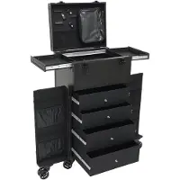 StarTech.com Malette de maquillage sur roulettes - Trolley de maquillage professionnel - Grande capacité - Aluminium - 4 roulettes multidirectionnelles - Poignée télescopique - Noir