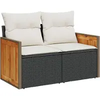 vidaXL Ensemble de canapés de jardin , 10 pièces, 9 places, noir et crème