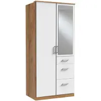 Wimex Armoire à portes battantes "Click", dimensions 90x58x199 cm, finition chêne imitation bois clair et blanc, 2 portes