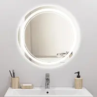 StarTech.com Miroir LED rond - Miroir de maquillage mural de 50 cm - Cadre argenté - Double source de lumière - 3 couleurs de lumière réglables en intensité - Verre HD