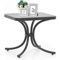 StarTech.com Table d'appoint pour jardin ou balcon - Table d'extérieur carrée - Plateau en verre trempé - Résistante aux intempéries - 50 x 50 x 45 cm - Noir