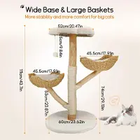 StarTech.com Arbre à chat 111 cm - Tour d'escalade - 3 niveaux - Colonne à griffer en sisal - Niche pour chat - Coussin moelleux - Pour l'intérieur - Bois blanc