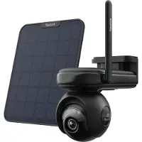 Reolink Altas PT Ultra + panneau solaire, caméra de surveillance 4K 8 MP avec Wi-Fi 6 et batterie intégrée, suivi automatique PT à 360°, notification ColorX, pré-enregistrement de 10 secondes, noir