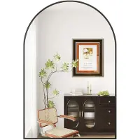 StarTech.com Miroir mural bombé - Miroir de salle de bain / miroir de maquillage - 60 x 90 cm - Verre de sécurité trempé incassable de 5 mm d'épaisseur - Cadre métallique - Cadre noir