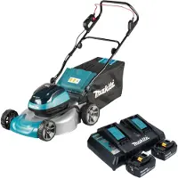 Makita Tondeuse à gazon sans fil DLM 466 PT2 36 V (2x 18 V) 46 cm sans balais + 2 batteries 5,0 Ah + chargeur