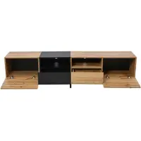 StarTech.com Meuble TV bas - Meuble TV - Design scandinave - Structure en bois - Grand espace de rangement - Construction robuste - 190 × 48 × 38 cm - Marron
