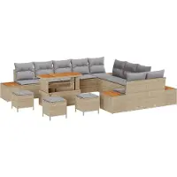 vidaXL Ensemble de canapés de jardin , 14 pièces, 13 places, beige et gris clair