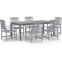Syfax Ensemble à manger de jardin 7 pcs Bois d'acacia Gris