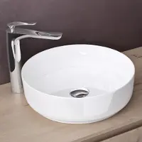 Doporro Lavabo Vasque à Poser Blanc 31x31x11 cm Lave Mains Rond en Céramique Revêtement NANO Easy Clean Bruxelles203