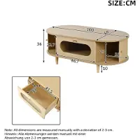 StarTech.com Table basse de salon - Table basse avec tiroirs - 100 x 50 x 36 cm - Structure en bois - Porte coulissante - 4 pieds - Marron
