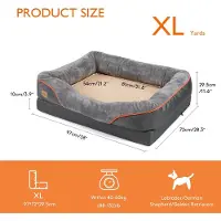StarTech.com Lit pour chien - Matelas orthopédique en mousse XL - Extra moelleux - Bordure rembourrée - Housse en coton amovible et lavable à la main - Fond imperméable - Gris foncé