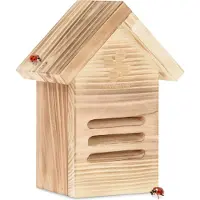 Relaxdays Hôtel à coccinelles pour le jardin - A suspendre - Bois - Naturel brun