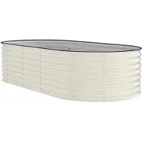 StarTech.com Jardinière surélevée ovale en tôle galvanisée - Bac à fleurs en métal 240 x 120 x 60 cm - Jardinière profonde - Grande jardinière pour légumes, fleurs et herbes aromatiques - Blanc