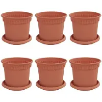 vidaXL Pots de fleurs, lot de 6, rouge brique, Ø 15 x 12 cm, plastique