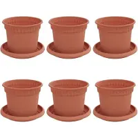 vidaXL Pots de fleurs, lot de 6, rouge brique, Ø 12,5 x 10 cm, plastique