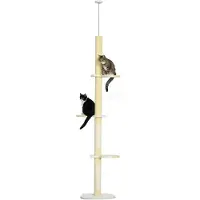 StarTech.com Arbre à chat - Arbre à chat sur toute la hauteur du plafond - Réglable en hauteur de 220 à 260 cm - 4 niveaux - En bois