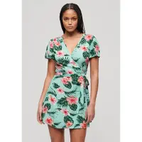 Superdry Printed Wrap Short Sleeve Short Dress Multicolore XS Femme