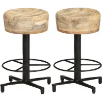 Prolenta Maison Exclusive - Ensemble de 2 tabourets de bar, 52 cm, en bois massif, collection Mango