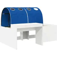 vidaXL Lit avec tunnel, 3 pièces, blanc et bleu, en bois composite