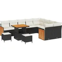 vidaXL Ensemble de canapés de jardin avec coussins (12 pièces), noir et crème