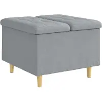 vidaXL Pouf de rangement avec coussin Gris clair 60 x 60 x 45 cm Tissu