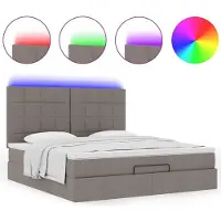 vidaXL Ottoman-lit avec matelas & LED Taupe 160x200 cm Tissu