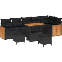 vidaXL Ensemble de canapés de jardin, 9 pièces, couleur noire