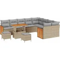vidaXL Ensemble de canapés de jardin avec coussins (12 pièces), beige et gris clair