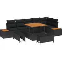 vidaXL Ensemble de canapé de jardin avec coussins 9 pcs noir
