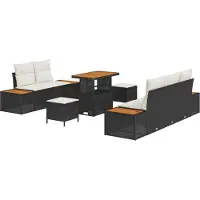 vidaXL Ensemble de canapés de jardin avec coussins, 8 pièces, noir et crème