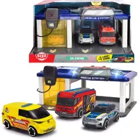 Dickie Toys Véhicule jouet Go Real / SOS S.O.S. Station Pompiers, Police, Médecin d'urgence 203716027