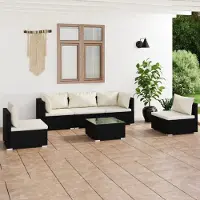 Prolenta Maison Exclusive - Ensemble de salon de jardin 6 pièces avec coussins en rotin synthétique noir