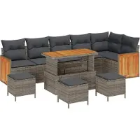 vidaXL Ensemble de canapés de jardin avec coussins, 10 pièces, gris