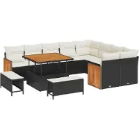 vidaXL Ensemble de canapés de jardin , 12 pièces, couleur noire et crème