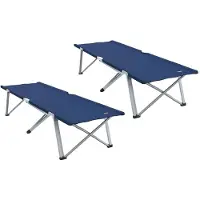 vidaXL Lit pliant pour camping, 2 pièces, bleu, 194 x 62,5 x 42,5 cm