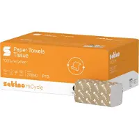 Satino by Wepa by Handtuchpapier HiCycle, 250 x 230 mm 2-lagig, naturweiss, aus 100% Recyclingpapier, V-Falz, Essuie-tout, Blanc