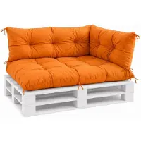 VBChome Coussins pour palettes 120x80, 120x40 et 70x40 cm - Meubles pour palettes Europe, coussins pour palettes, jardin, balcon - 12 couleurs, rembourrage en flocons de mousse - Orange - Lot de 3