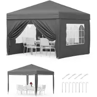 StarTech.com Kiosque de jardin - Tente pliante Pop-Up 3 x 3 m - Imperméable 1 000–1 500 mm - Protection UV UPF 50+ - Réglage en hauteur à 3 niveaux - Avec sac de transport - Gris